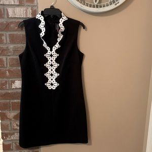 Vince Camuto Black Sleeveless Dress/White trim.